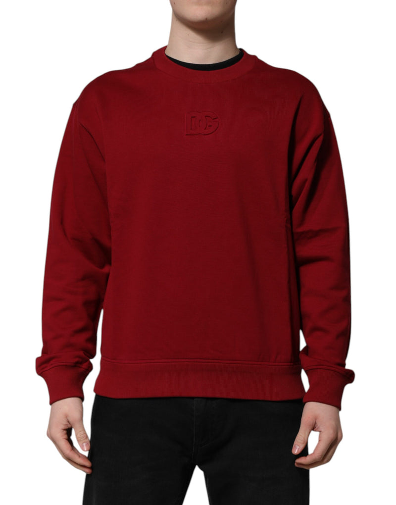 Pull en coton à col rond avec logo rouge en relief de Dolce &amp; Gabbana