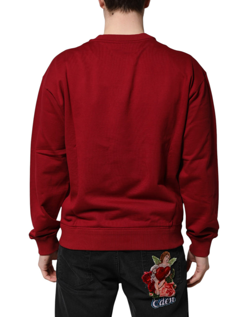 Pull en coton à col rond avec logo rouge en relief de Dolce &amp; Gabbana