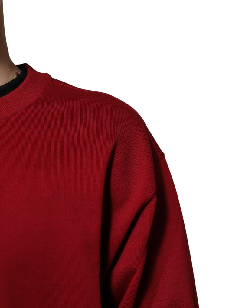 Pull en coton à col rond avec logo rouge en relief de Dolce &amp; Gabbana