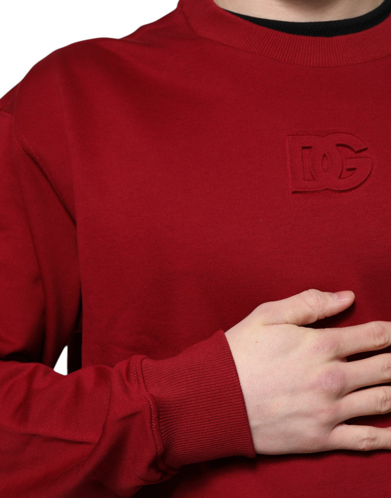 Pull en coton à col rond avec logo rouge en relief de Dolce &amp; Gabbana