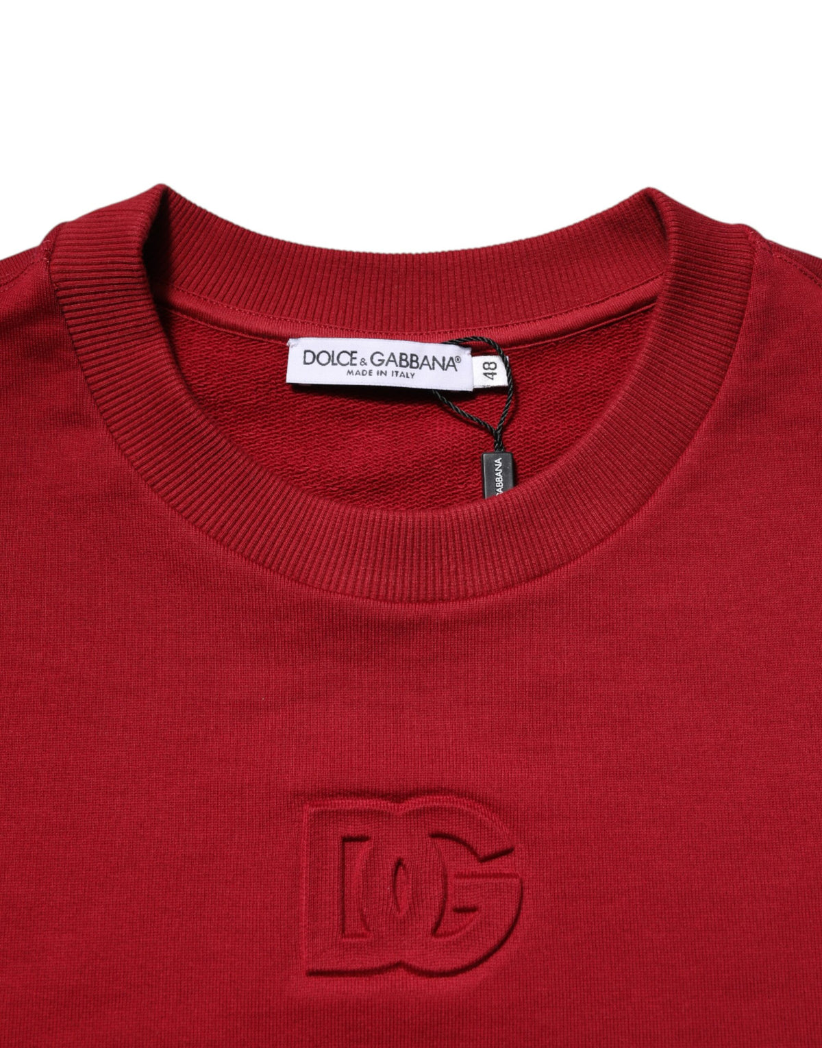 Pull en coton à col rond avec logo rouge en relief de Dolce &amp; Gabbana