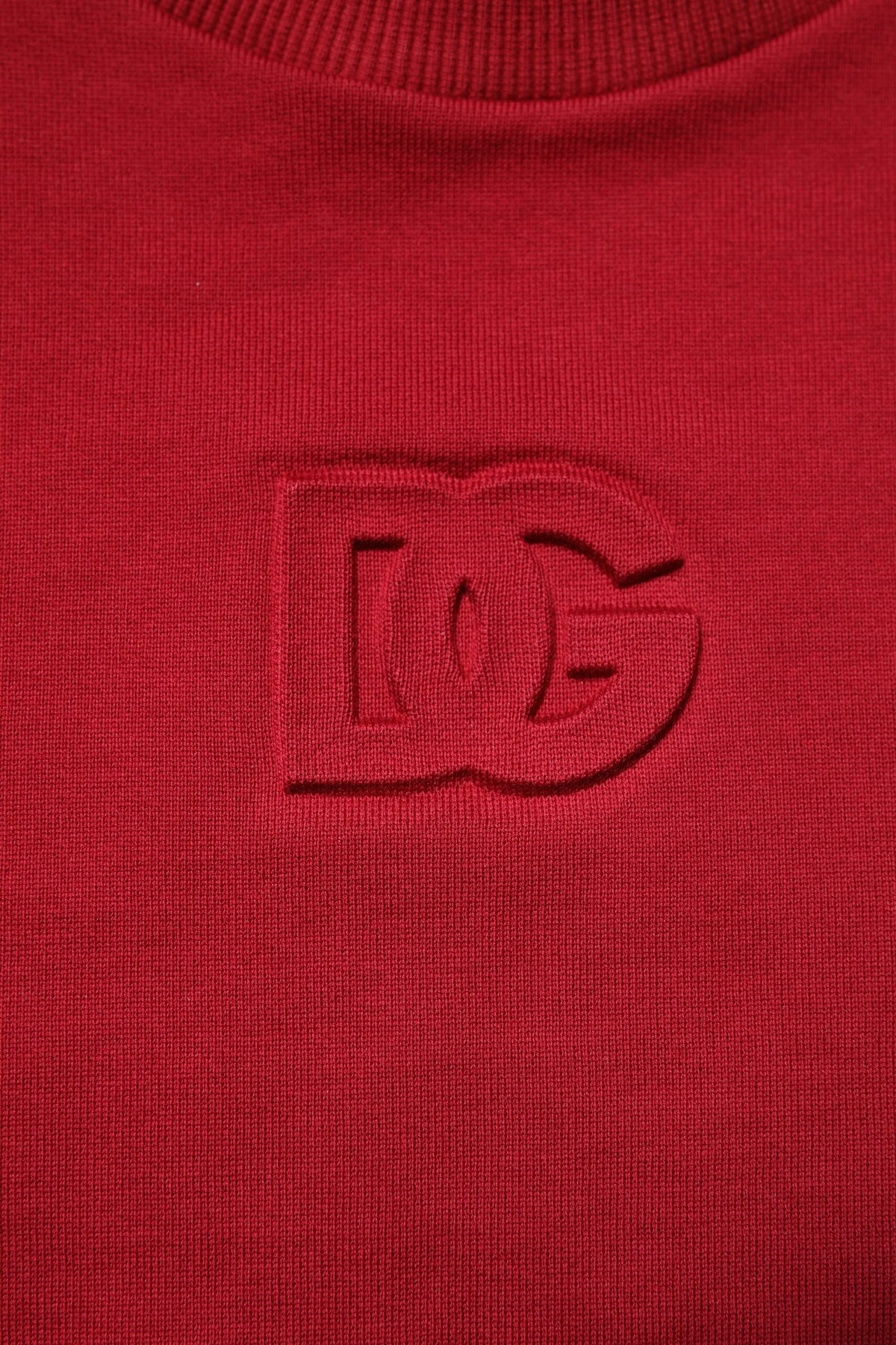 Pull en coton à col rond avec logo rouge en relief de Dolce &amp; Gabbana