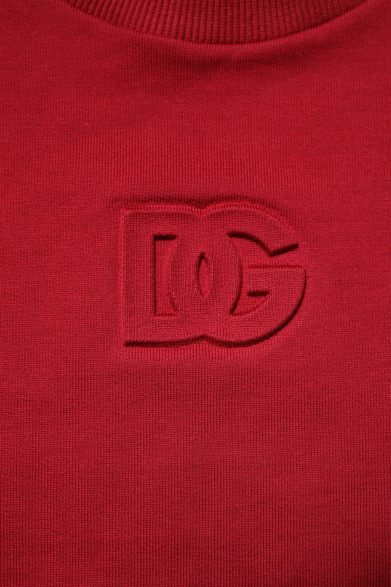 Pull en coton à col rond avec logo rouge en relief de Dolce &amp; Gabbana
