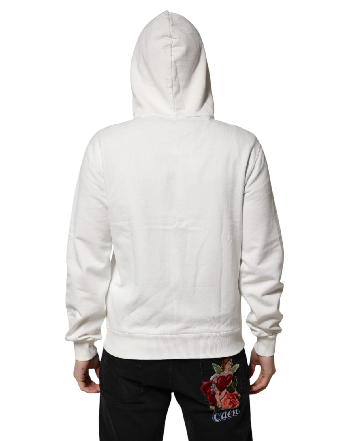 Pull à capuche en coton blanc avec imprimé DG ROYAL de Dolce &amp; Gabbana