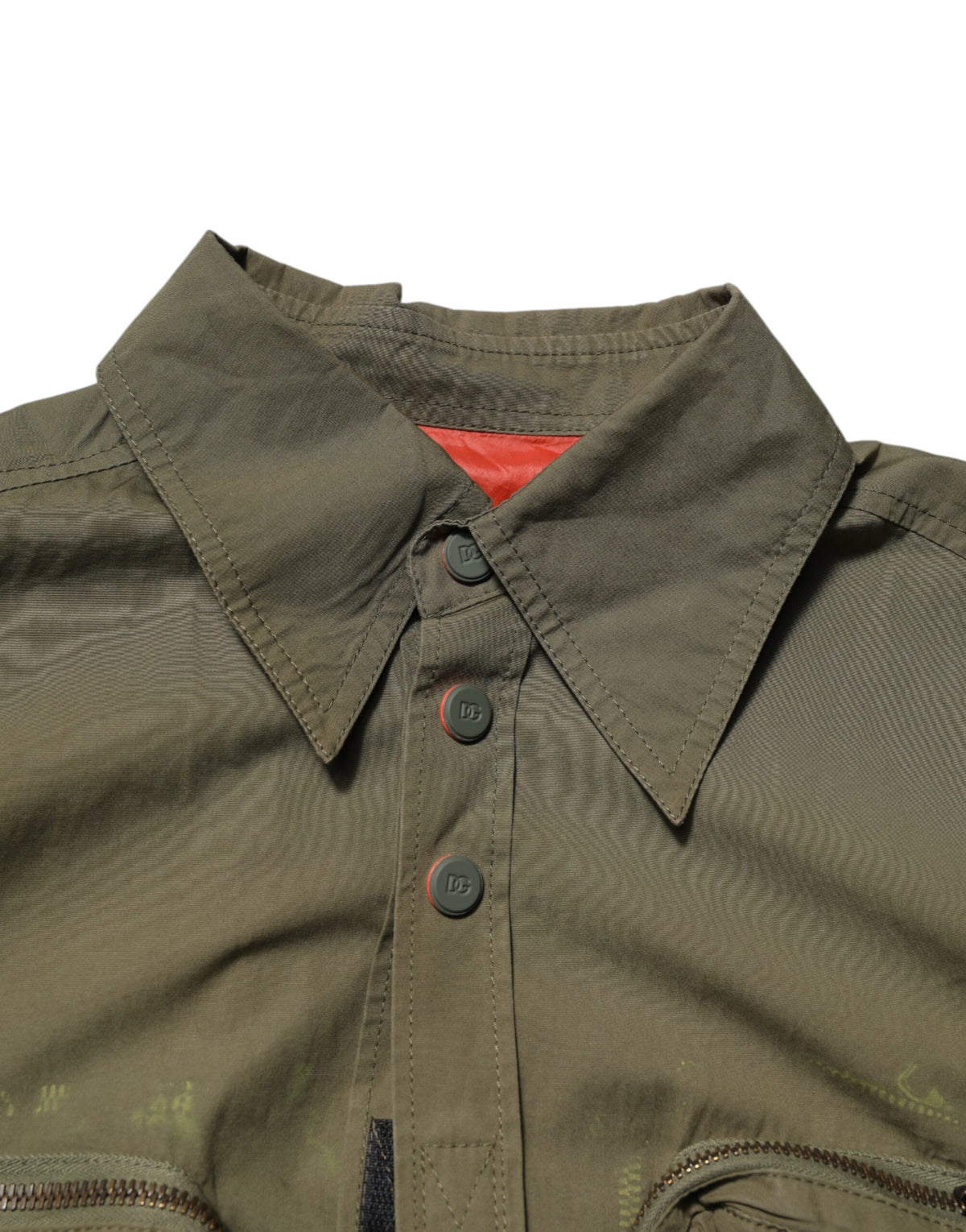 Chemise à manches longues et col boutonné vert armée de Dolce &amp; Gabbana