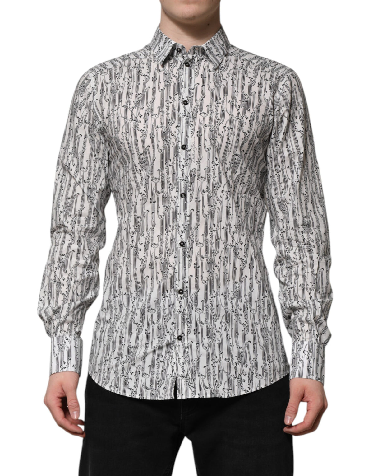 Chemise casual à manches longues blanche à imprimé floral de Dolce &amp; Gabbana