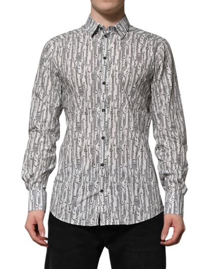 Chemise casual à manches longues blanche à imprimé floral de Dolce &amp; Gabbana