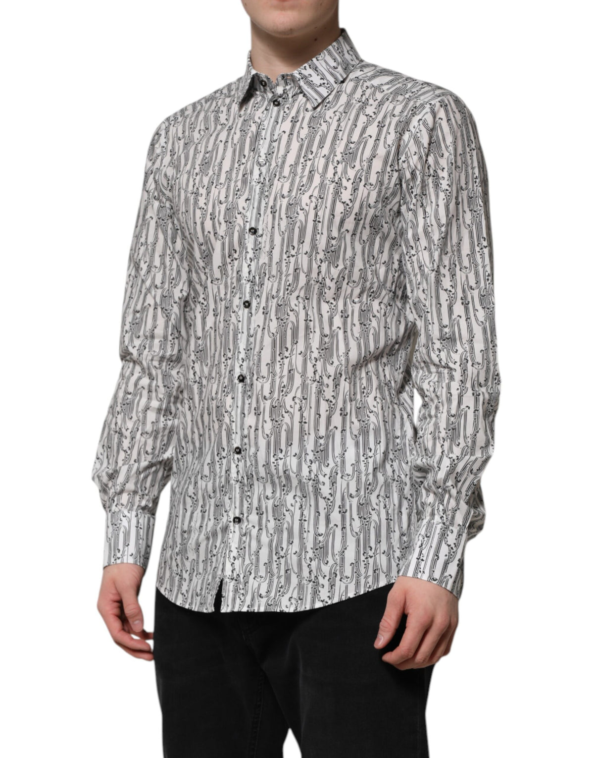Chemise casual à manches longues blanche à imprimé floral de Dolce &amp; Gabbana