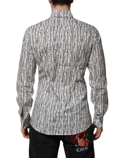 Dolce & Gabbana White Floral Print Casual Long Sleeves Shirt