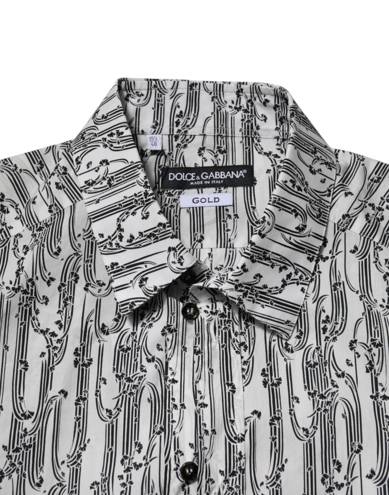 Dolce & Gabbana White Floral Print Casual Long Sleeves Shirt
