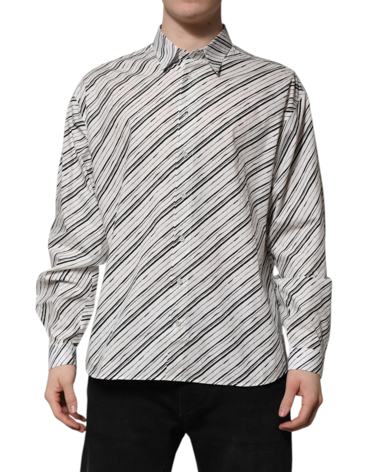 Chemise habillée homme à manches longues rayée blanche Dolce &amp; Gabbana
