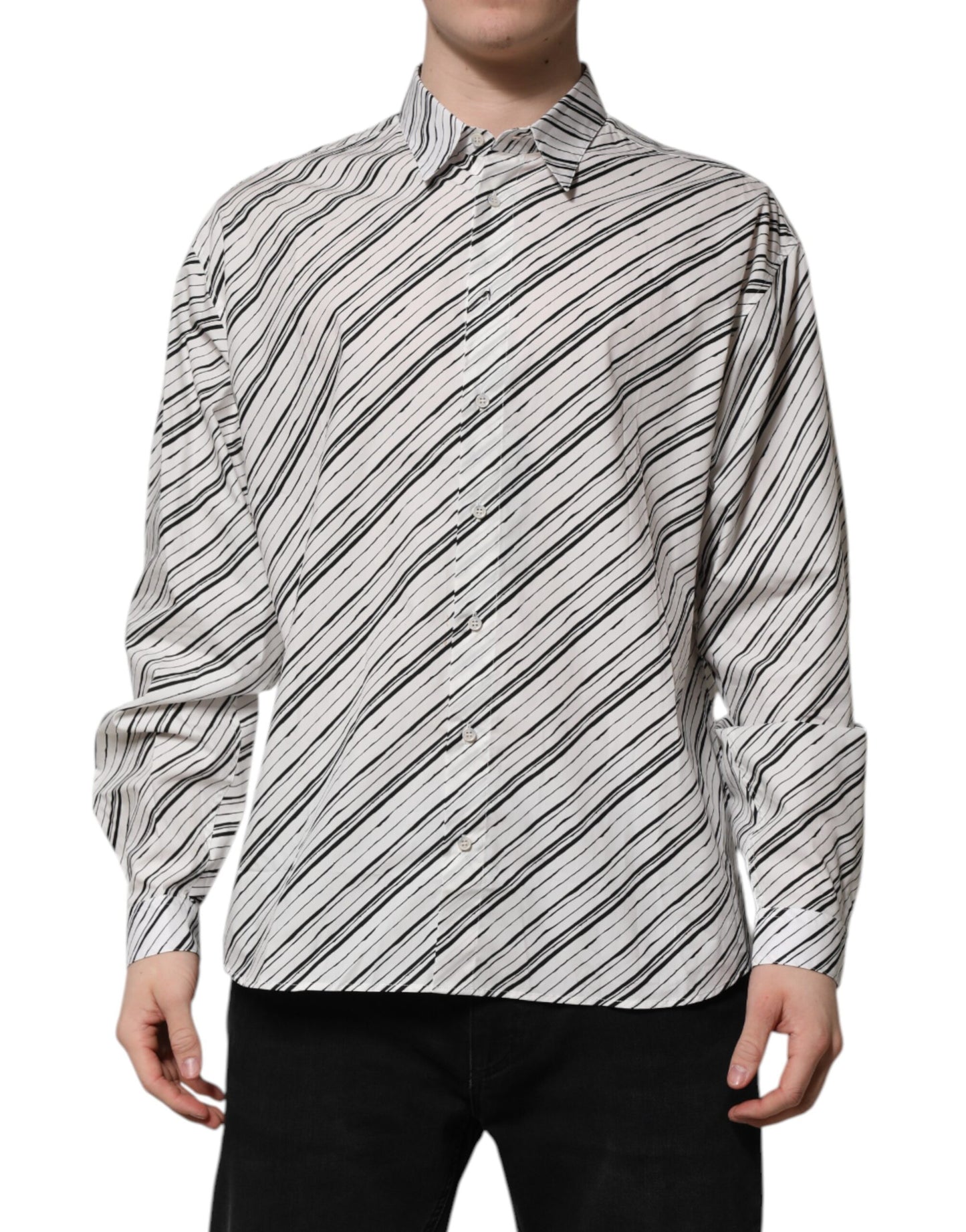Chemise habillée homme à manches longues rayée blanche Dolce &amp; Gabbana