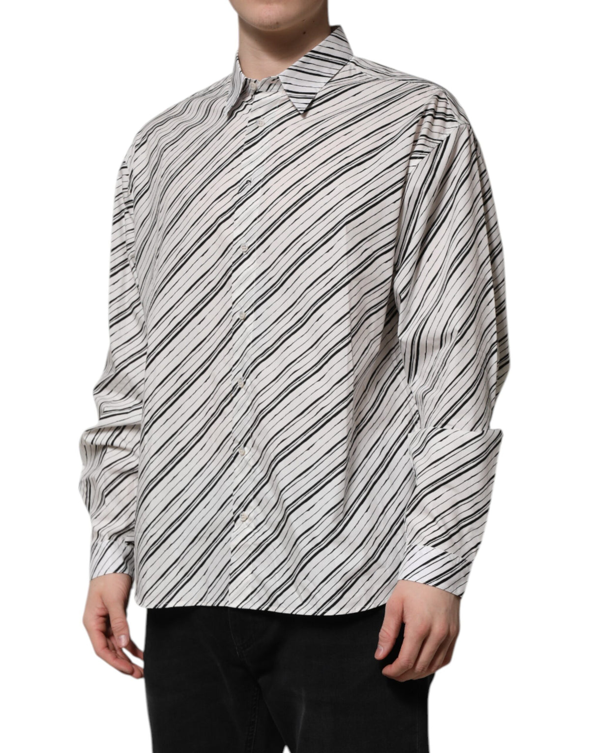 Chemise habillée homme à manches longues rayée blanche Dolce &amp; Gabbana