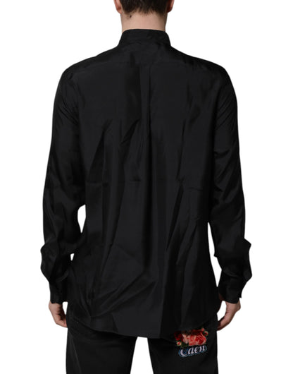 Dolce & Gabbana donkerblauwe zijden MARTINI heren overhemd voor formele gelegenheden