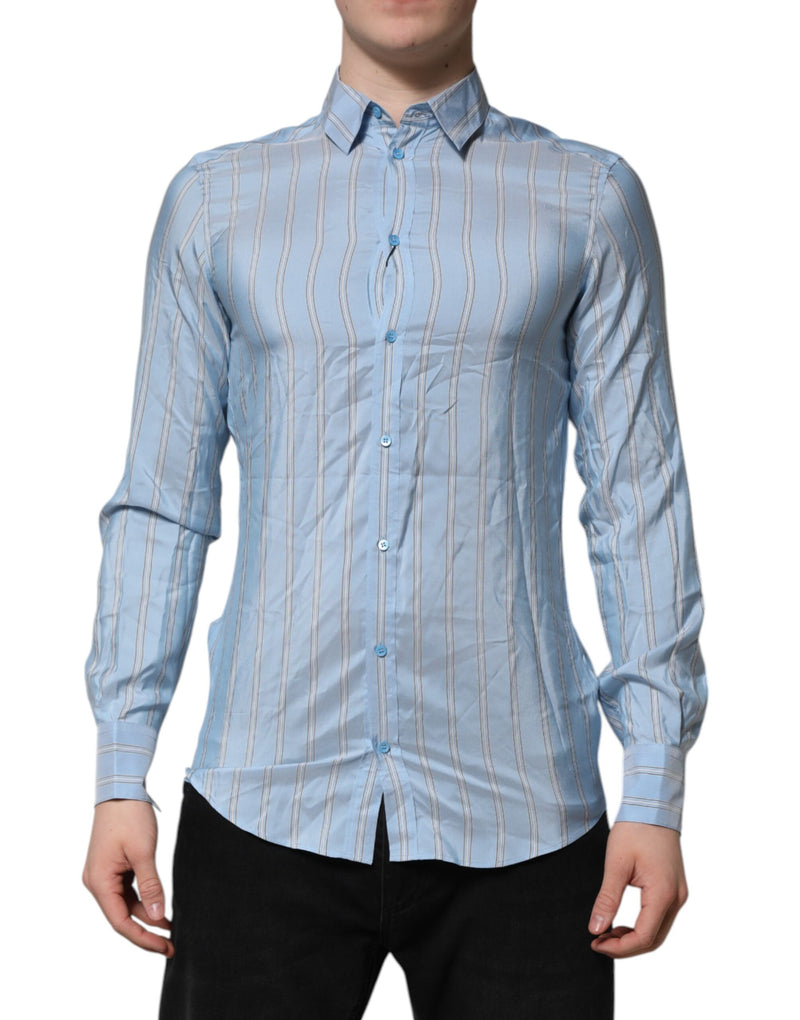 Chemise de ville à manches longues MARTINI rayée bleue de Dolce &amp; Gabbana