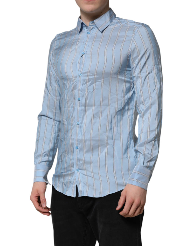 Chemise de ville à manches longues MARTINI rayée bleue de Dolce &amp; Gabbana