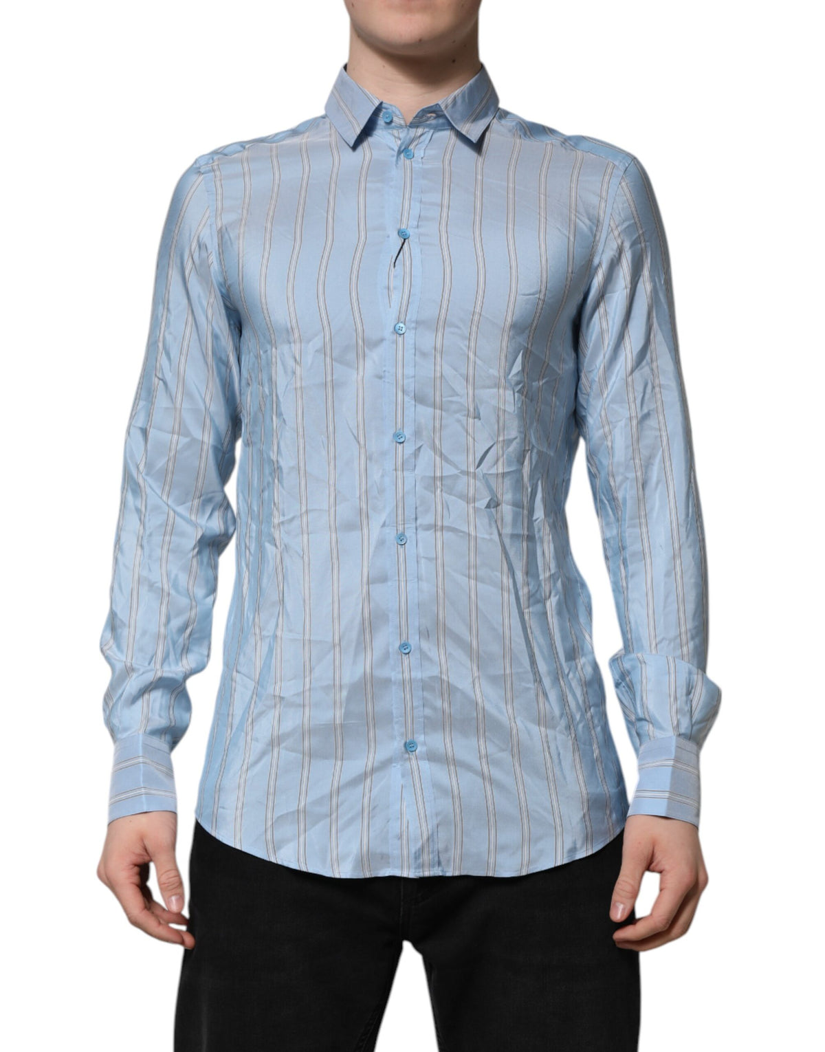 Chemise à manches longues rayée bleue MARTINI de Dolce &amp; Gabbana