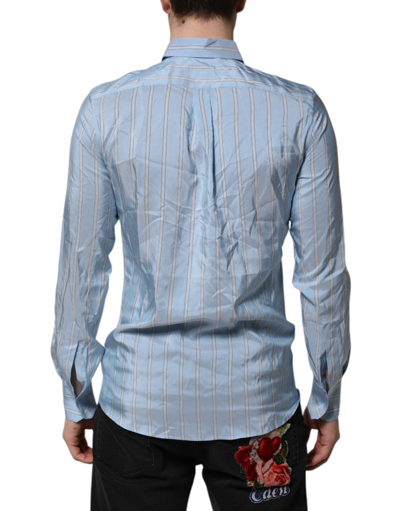 Chemise de ville à manches longues MARTINI rayée bleue de Dolce &amp; Gabbana