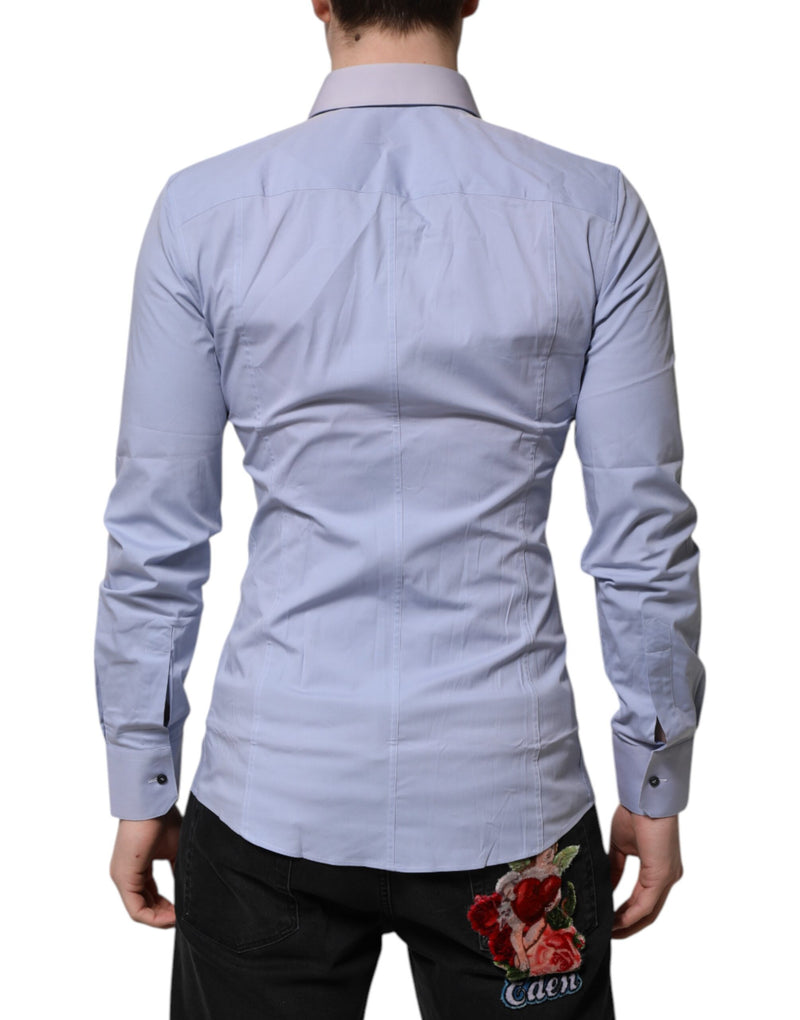 Dolce &amp; Gabbana blauw katoenen overhemd met lange mouwen, model SICILIA