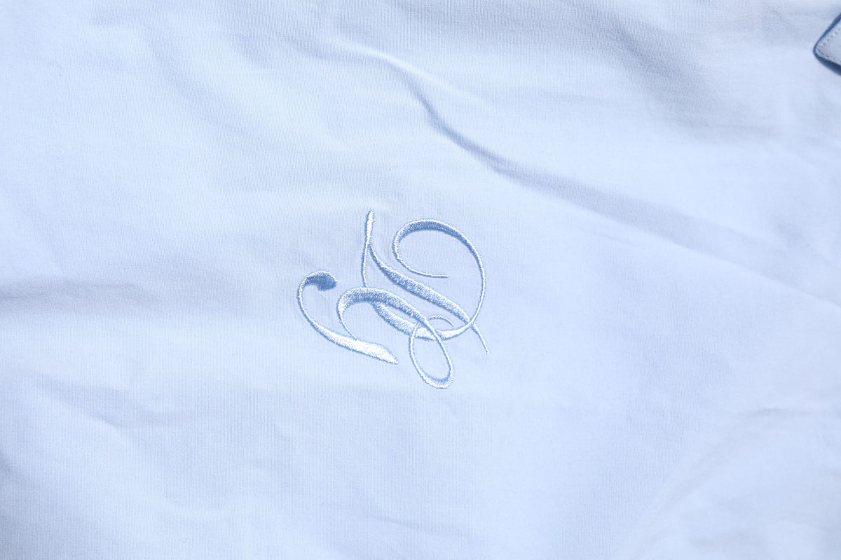 Chemise de cérémonie à manches longues en coton bleu ciel doré de Dolce &amp; Gabbana