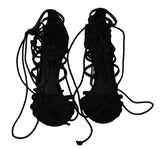 Sandales à talons aiguilles en daim noir avec bride de Dolce &amp; Gabbana