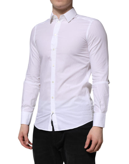 Dolce & Gabbana White Cotton MARTINI Long Sleeve Dress Shirt