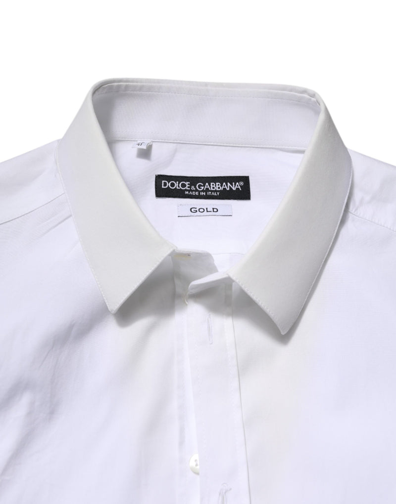 Dolce &amp; Gabbana wit katoenen overhemd met gouden details en lange mouwen