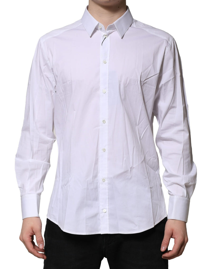 Chemise blanche en coton à manches longues, dorée, Dolce &amp; Gabbana.
