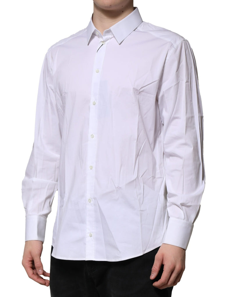 Chemise blanche en coton à manches longues, dorée, Dolce &amp; Gabbana.