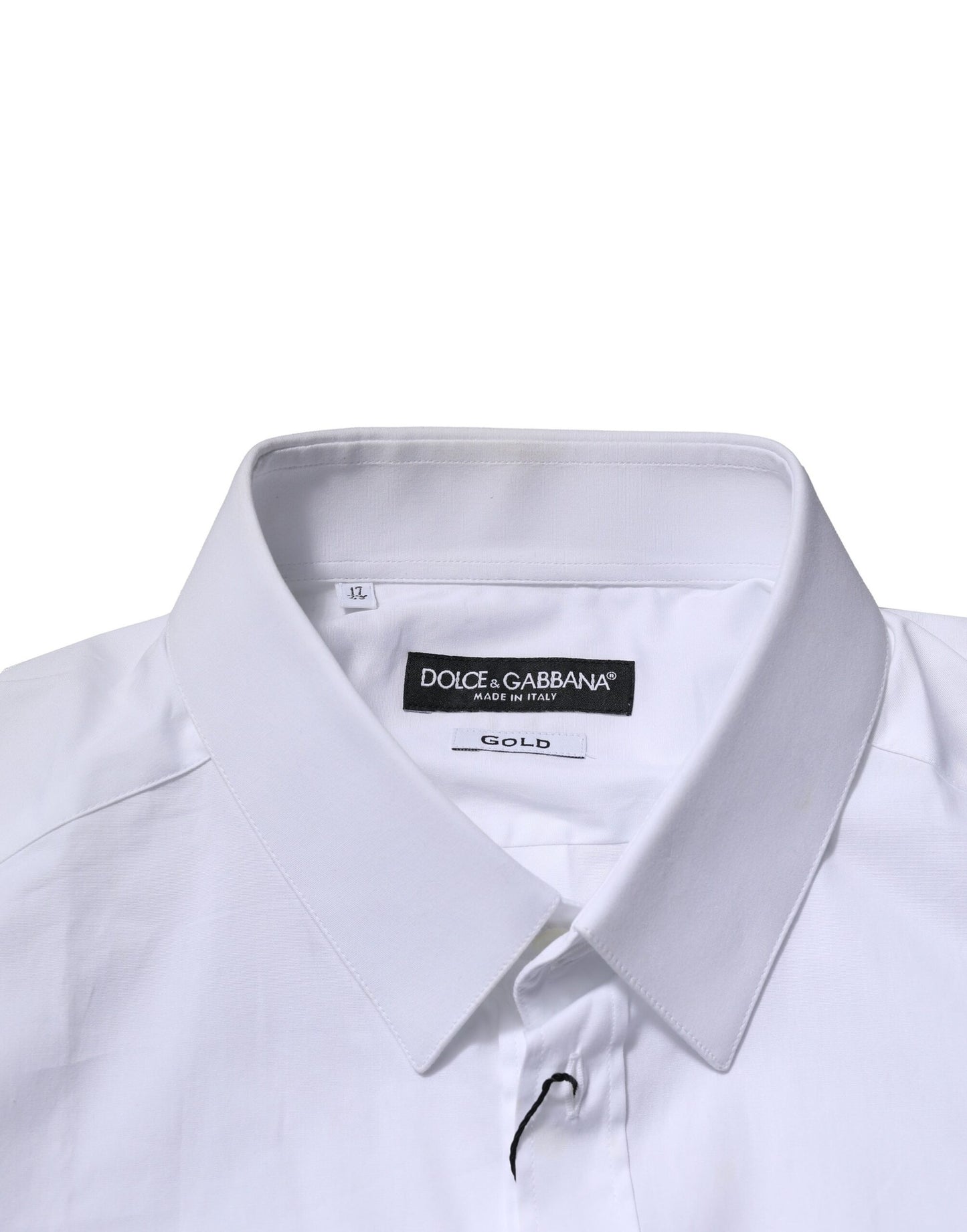 Dolce & Gabbana White Cotton GOLD Long Sleeves Dress Shirt