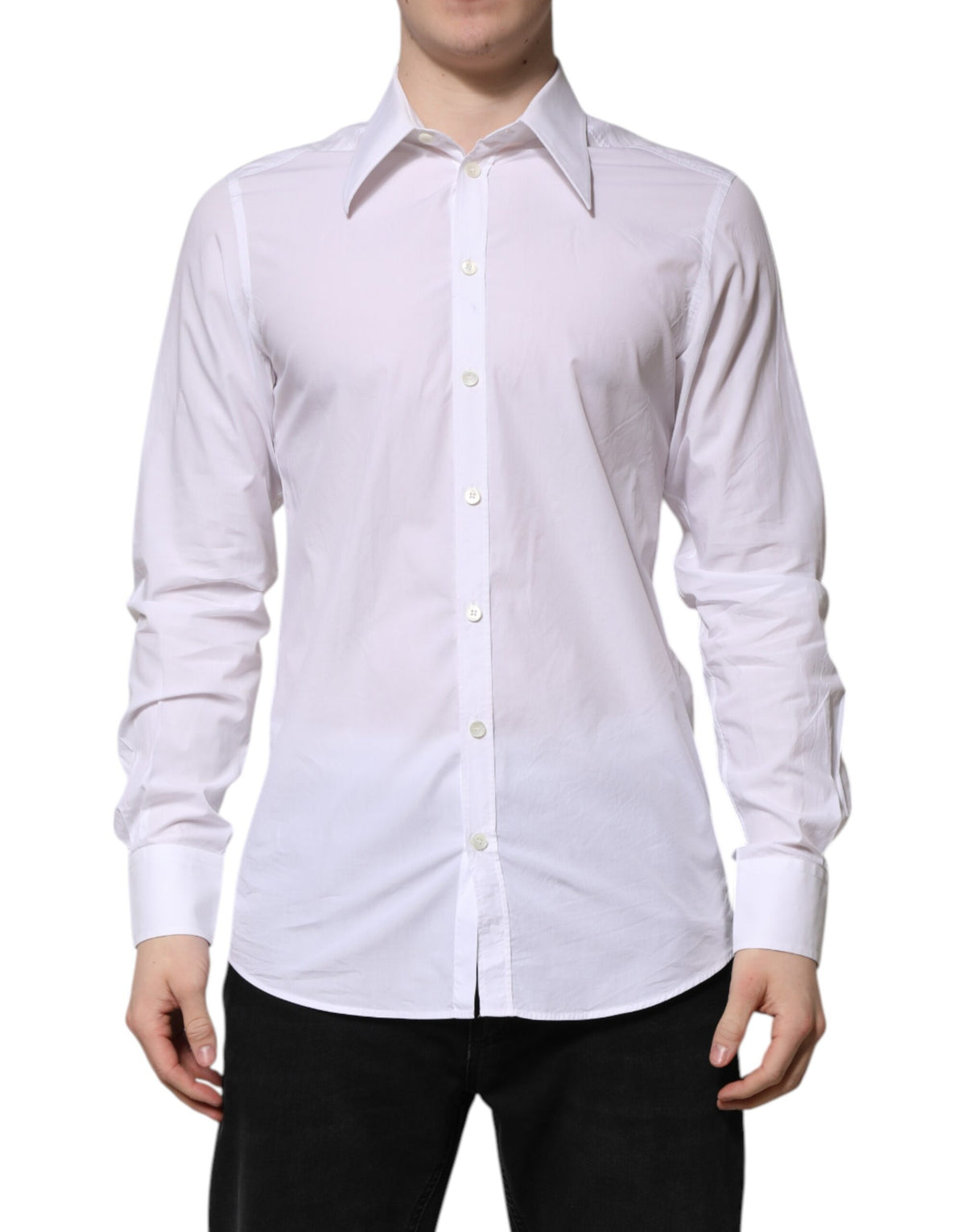 Chemise blanche en coton à manches longues Dolce &amp; Gabbana