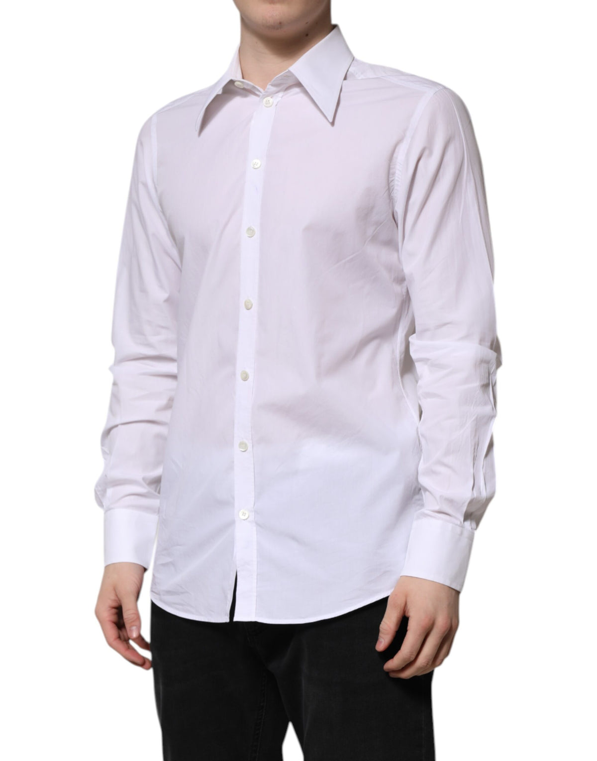 Chemise blanche en coton à manches longues Dolce &amp; Gabbana