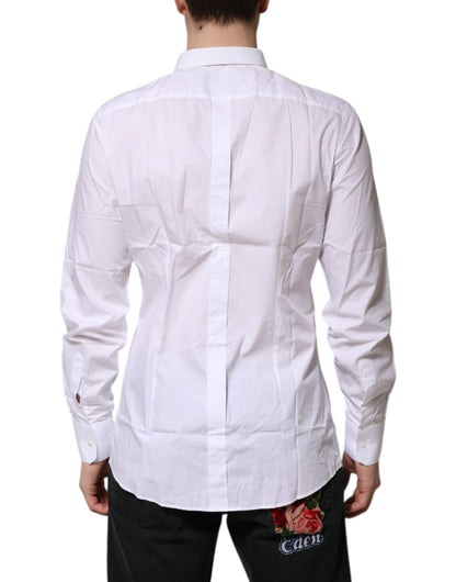 Dolce & Gabbana White Cotton GOLD Long Sleeves Dress Shirt