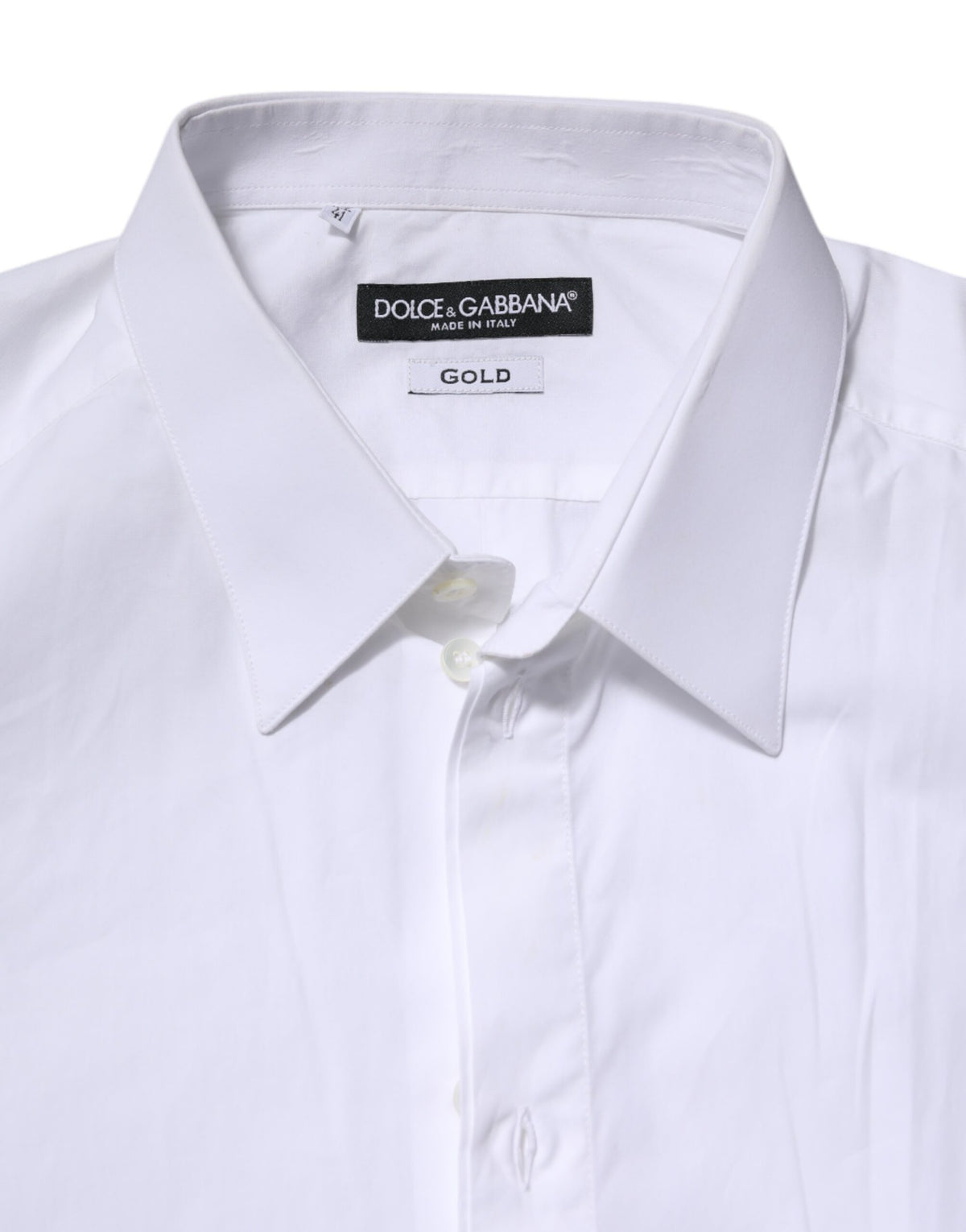 Chemise blanche en coton à manches longues, dorée, Dolce &amp; Gabbana.