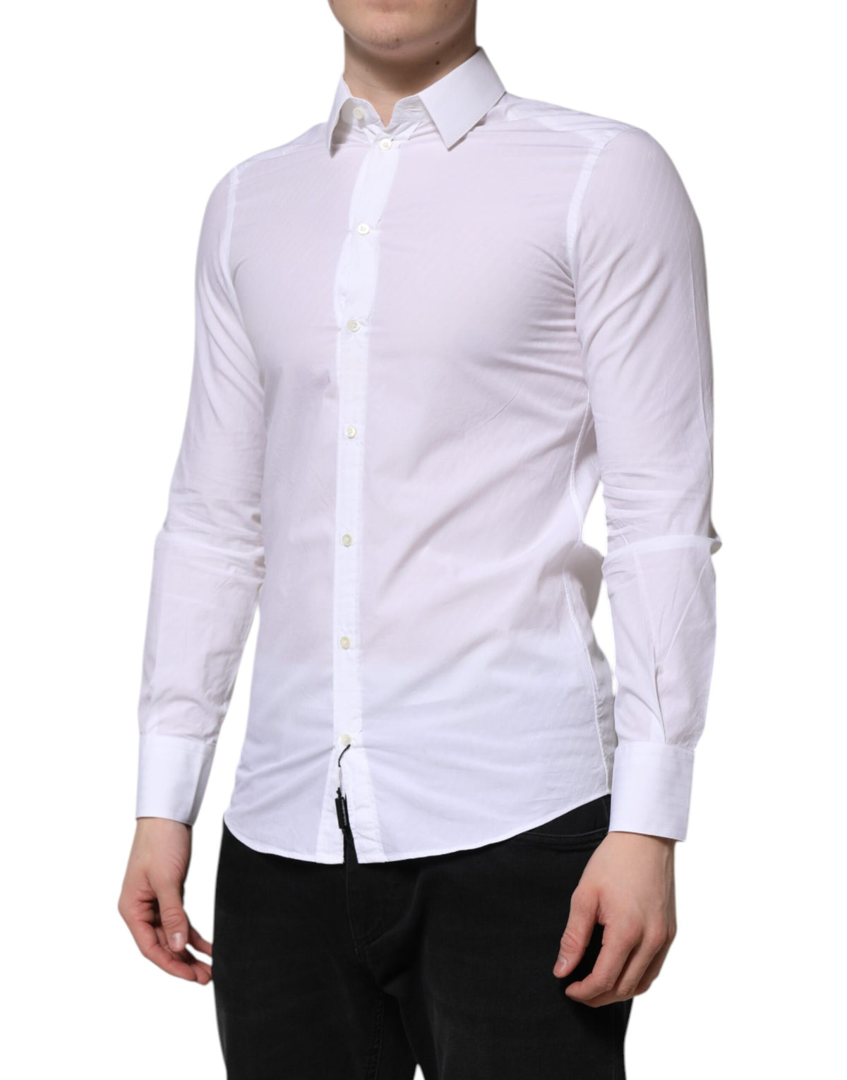 Chemise de ville à manches longues MARTINI en coton blanc de Dolce &amp; Gabbana