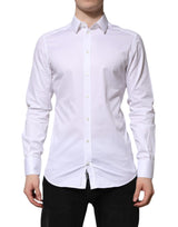 Chemise de ville à manches longues en coton blanc doré pour homme de Dolce &amp; Gabbana