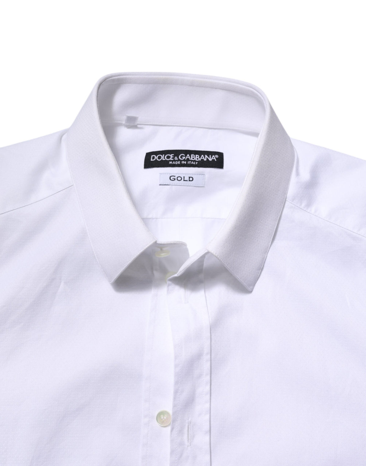 Chemise de ville à manches longues en coton blanc doré pour homme de Dolce &amp; Gabbana