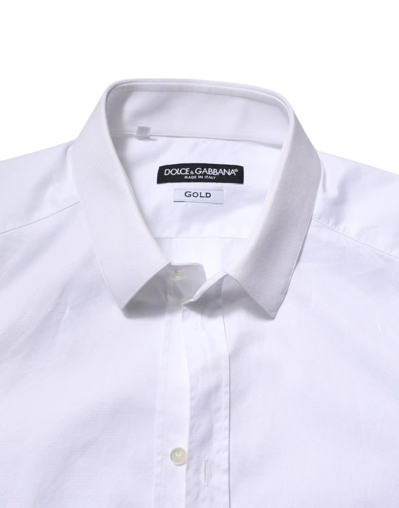 Chemise de ville à manches longues en coton blanc doré pour homme de Dolce &amp; Gabbana