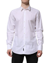 Chemise blanche en coton à manches longues, dorée, Dolce &amp; Gabbana.