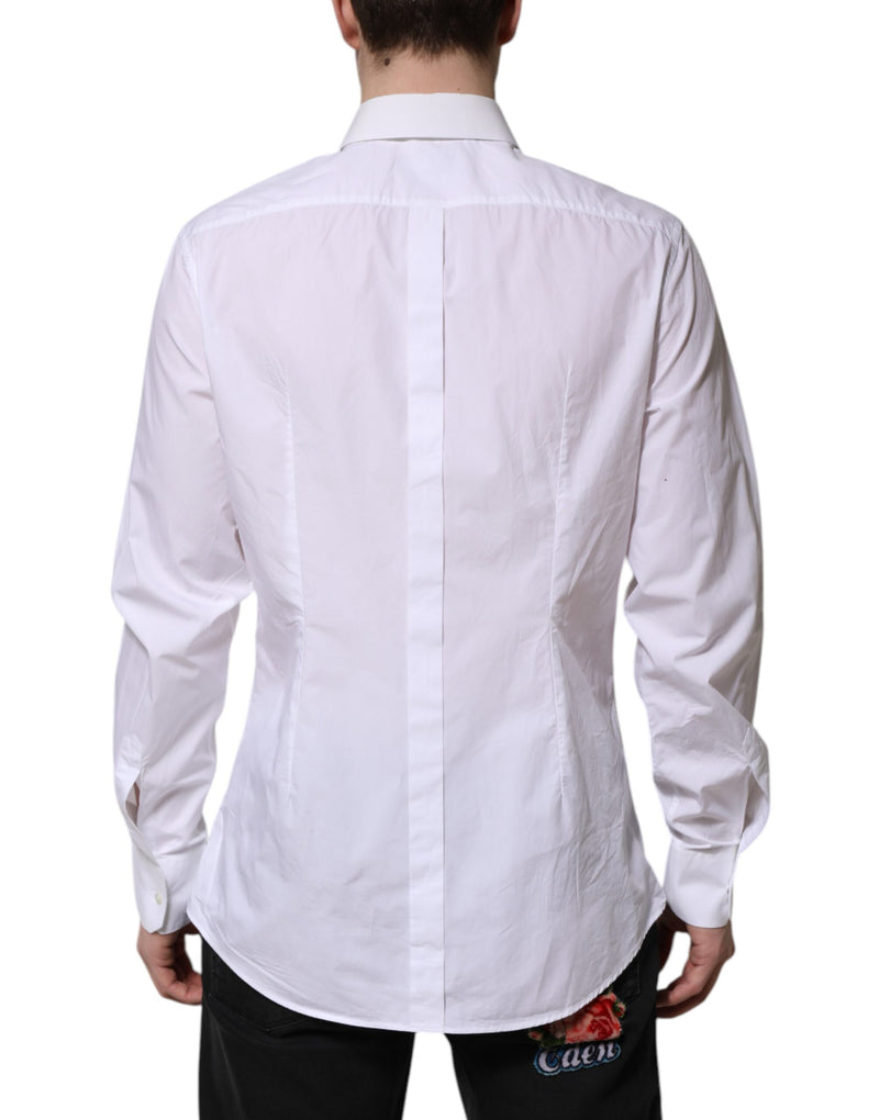 Chemise blanche en coton à manches longues, dorée, Dolce &amp; Gabbana.