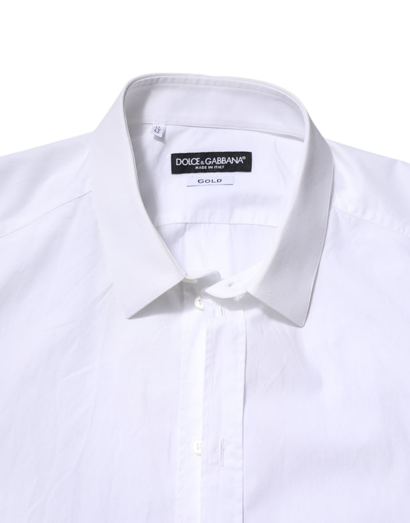 Chemise blanche en coton à manches longues, dorée, Dolce &amp; Gabbana.