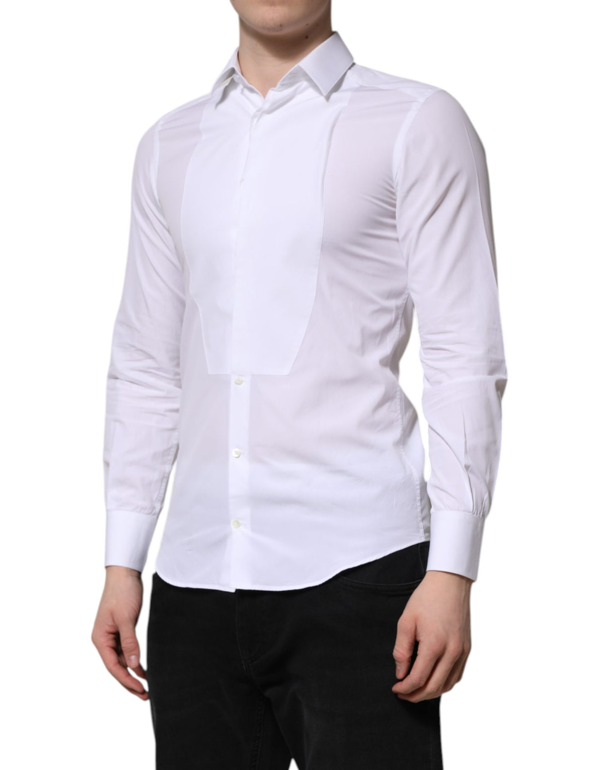 Chemise de ville homme en coton blanc à manches longues, dorée, Dolce &amp; Gabbana