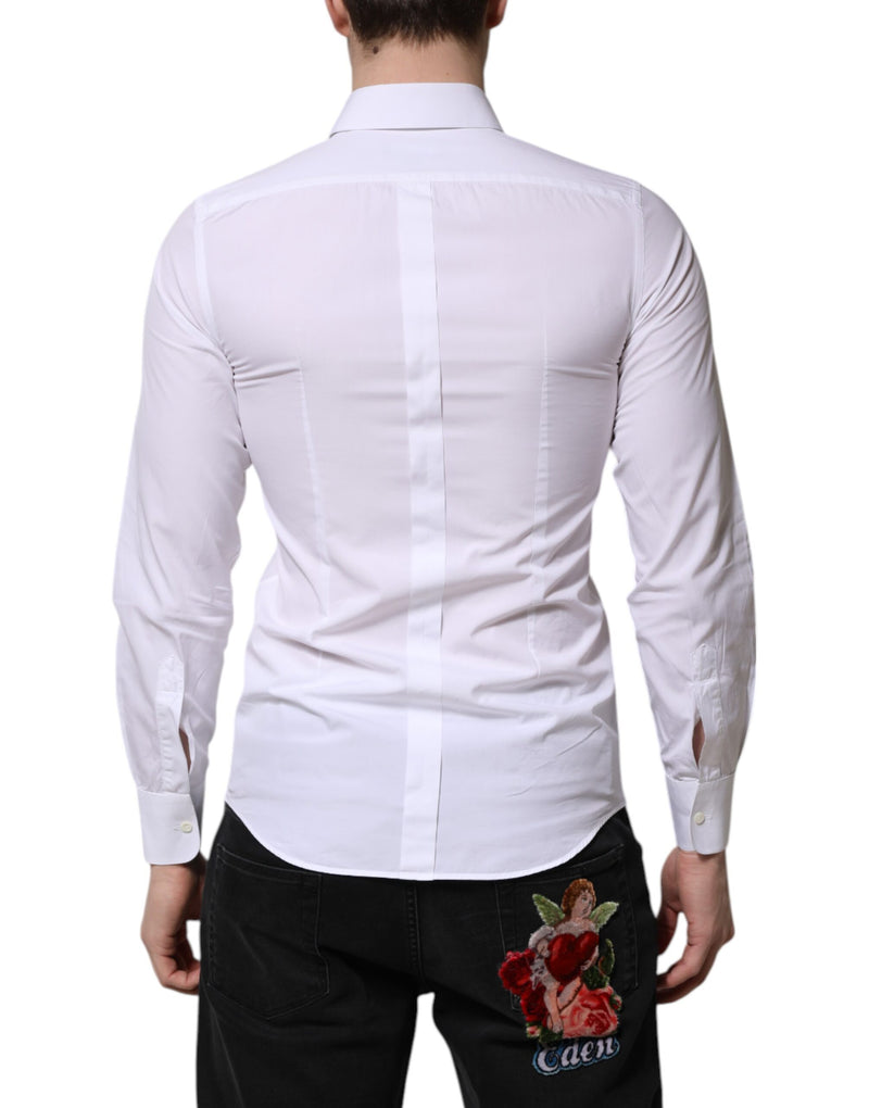 Chemise de ville homme en coton blanc à manches longues, dorée, Dolce &amp; Gabbana