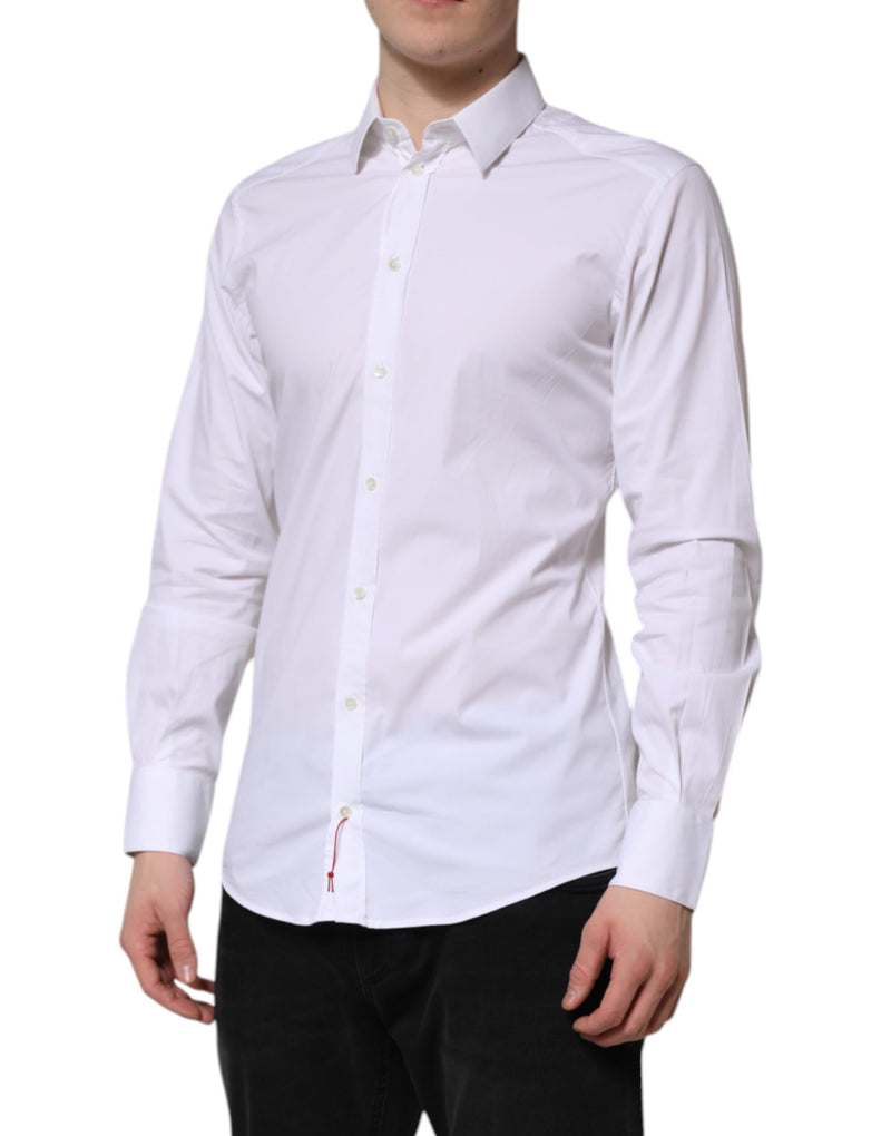 Chemise blanche en coton à manches longues, dorée, Dolce &amp; Gabbana.