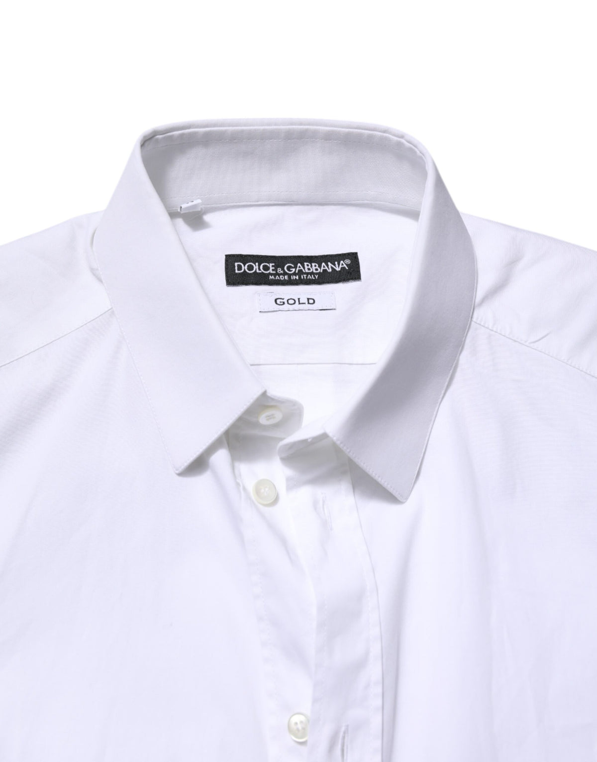 Chemise blanche en coton à manches longues, dorée, Dolce &amp; Gabbana.