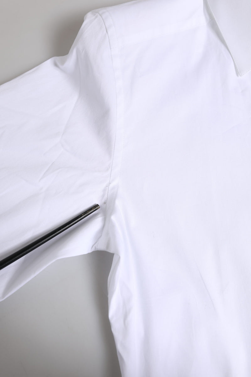 Chemise blanche en coton à manches longues, dorée, Dolce &amp; Gabbana.