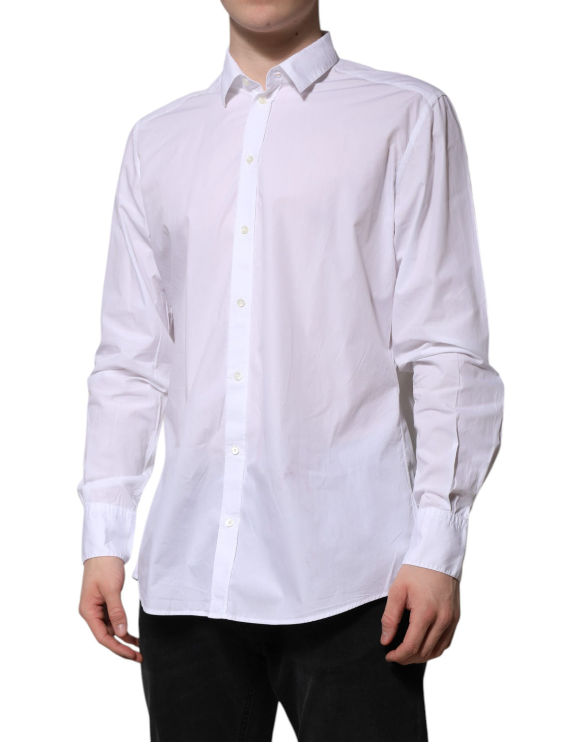 Chemise formelle blanche en coton à manches longues Dolce &amp; Gabbana