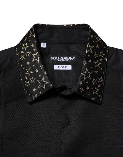 Dolce & Gabbana Black Cotton GOLD Long Sleeves Dress Shirt