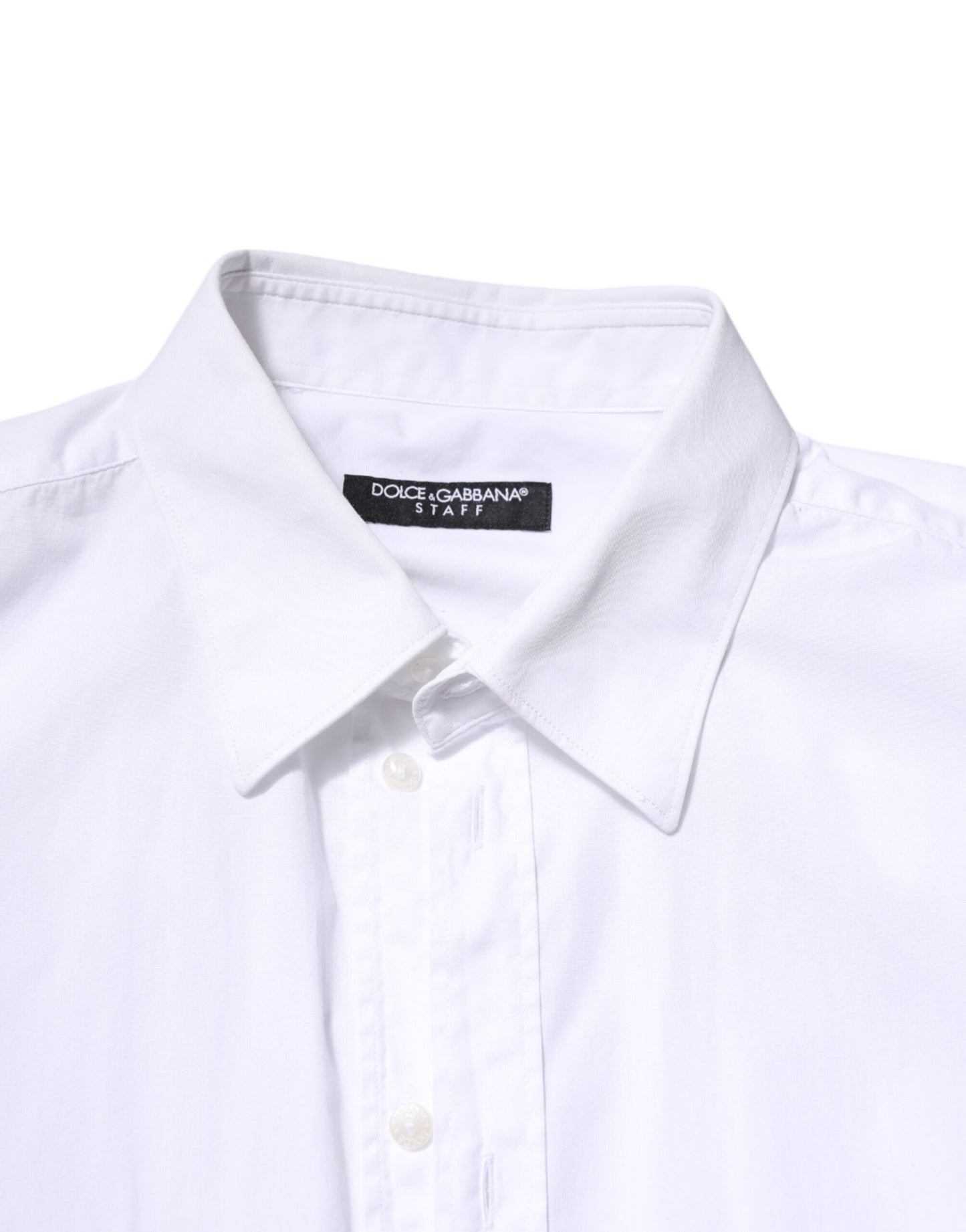 Dolce & Gabbana White Cotton STAFF Long Sleeves Formal Shirt