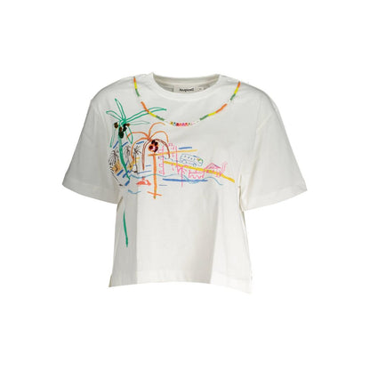 T-shirt blanc en coton pour femme Desigual